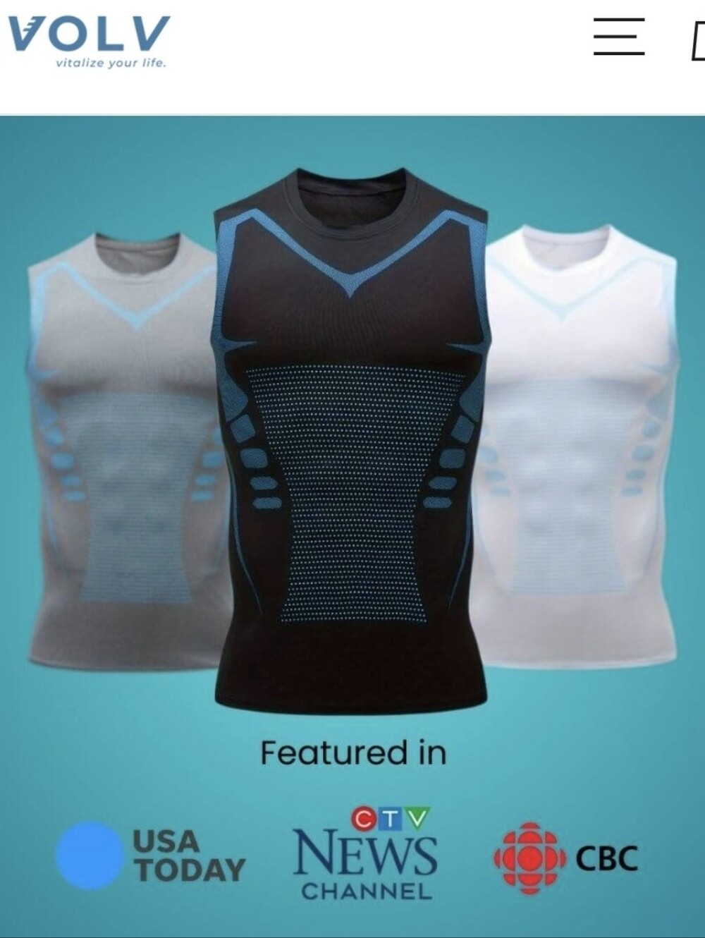 Evolv V-Boost Compression Tank Top in Black and Blue Xl